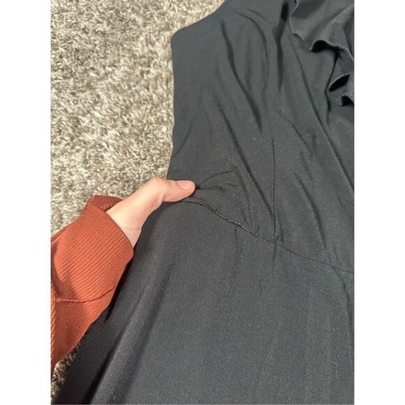 Modcloth Black Surplice Ruffle Refined Sleeveless Wide Leg Jumpsuit Women’s L - Picture 11 of 13